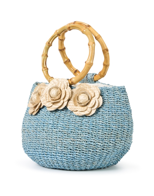 Front image - SERPUI - Soraya Blue Straw Basket Bag