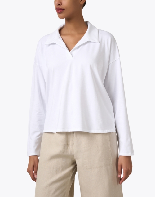 Front image - Eileen Fisher - White Henley Top