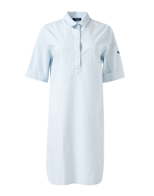 Saint James Leonie White and Light Blue Striped Cotton Shirt Dress