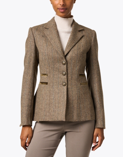Front image - T.ba - Mariane Brown Herringbone Wool Jacket