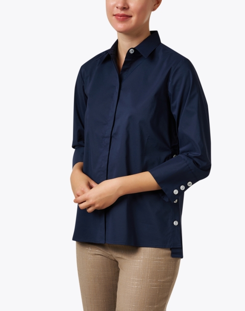 Front image - Hinson Wu - Maxine Navy Stretch Cotton Shirt