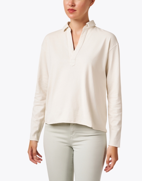 Front image - Frank & Eileen - Patrick Ivory Jersey Henley Top