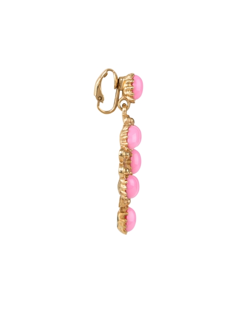 Back image - Kenneth Jay Lane - Pink Cabochon Drop Clip Earrings