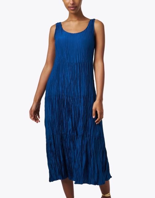 Front image - Eileen Fisher - Blue Crushed Silk Dress