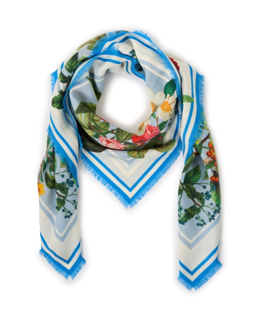 Product image - St. Piece - Blue Floral Print Wool Cashmere Scarf