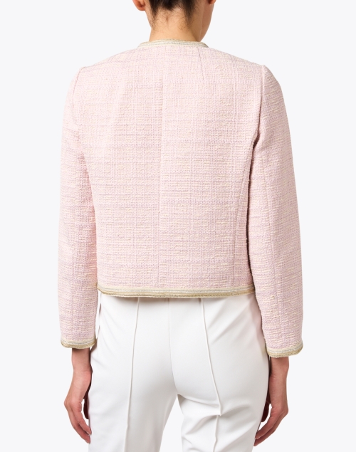 Back image - Paule Ka - Pink Metallic Trim Tweed Jacket