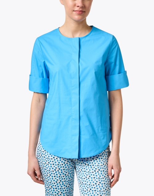 Front image - Piazza Sempione - Turquoise Poplin Blouse