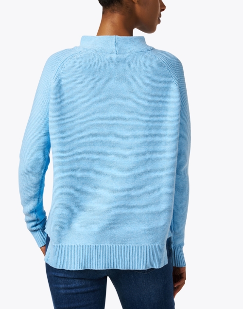 Back image - Kinross - Light Blue Garter Stitch Cotton Sweater