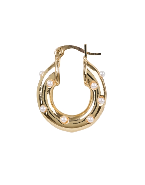Back image - FALLON - Gold and Pearl Hoop Earrings