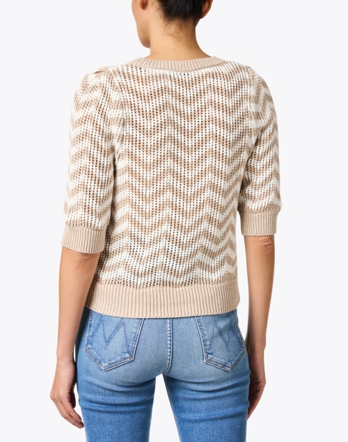 Back image - White + Warren - Beige Chevron Cotton Sweater