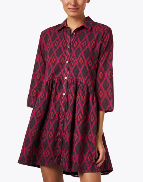 Front image - Ro's Garden - Deauville Red Argyle Print Shirt Dress