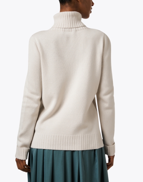 Back image - D.Exterior - Beige Lace Applique Turtleneck Sweater