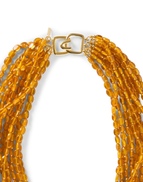 Back image - Kenneth Jay Lane - Amber, Amethyst and Pearl Multi Strand Necklace