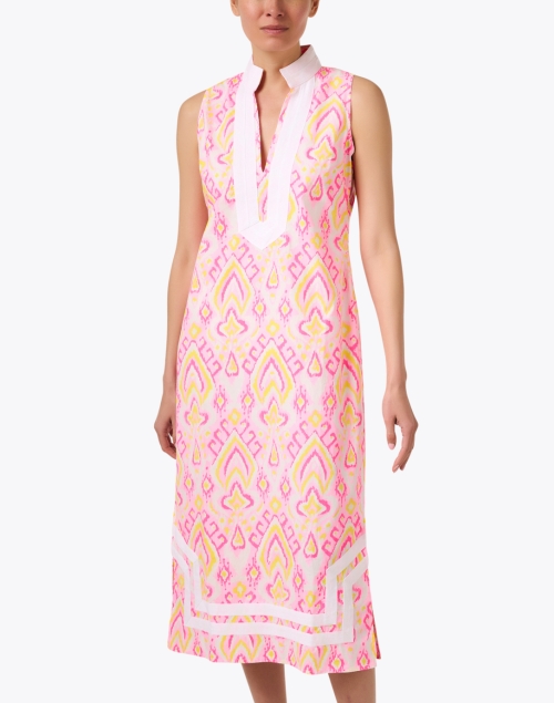 Front image - Sail to Sable - Pink Ikat Print Cotton Tunic Dress
