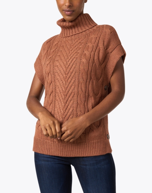 Front image - Repeat Cashmere - Brown Wool Turtleneck Top