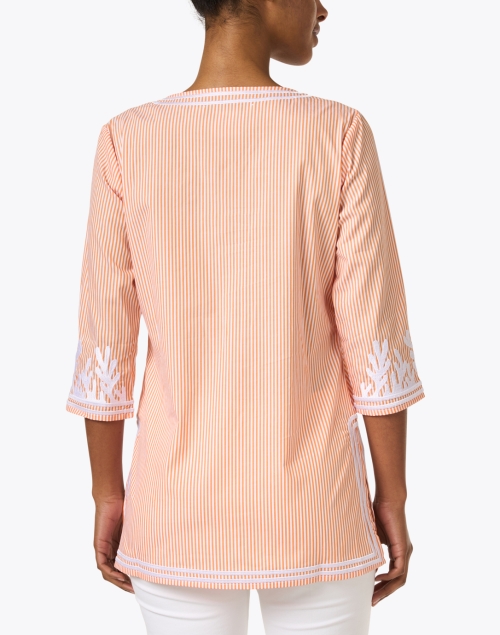 Back image - Gretchen Scott - Orange Stripe Reef Embroidered Cotton Poplin Tunic