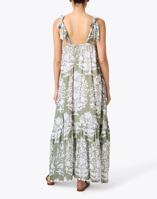 Back image - Juliet Dunn - Sage Green Floral Maxi Dress