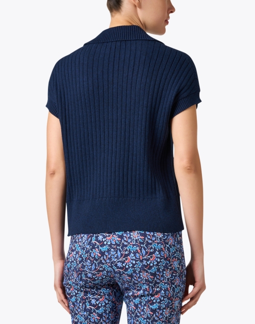 Back image - Kinross - Navy Ribbed Polo Sweater