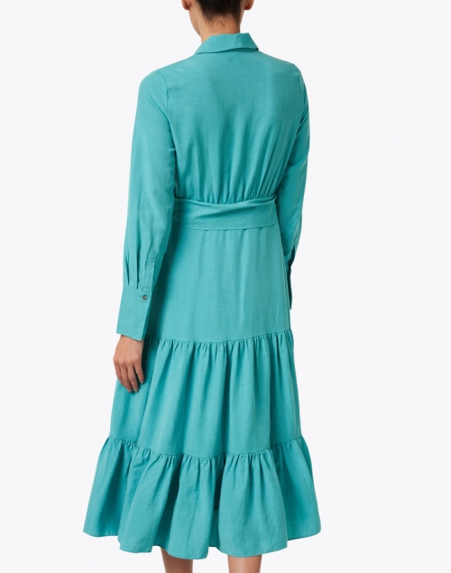 Kobi Halperin - Lidia Oasis Blue Linen Tencel Shirt Dress