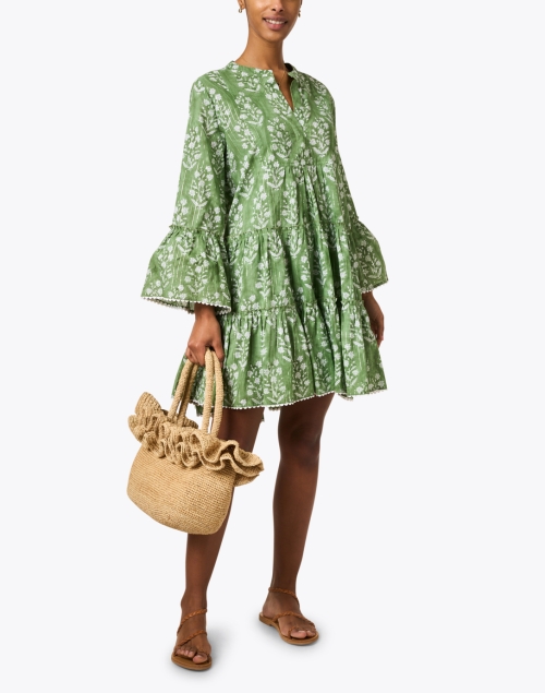Green Floral Print Cotton Dress