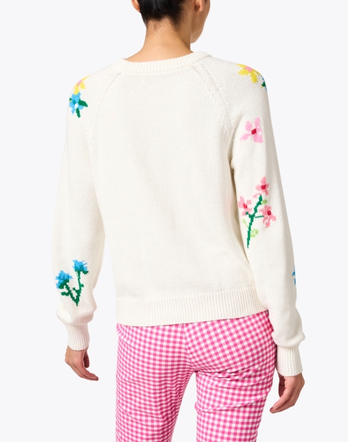 Back image - White + Warren - White Floral Cotton Sweater