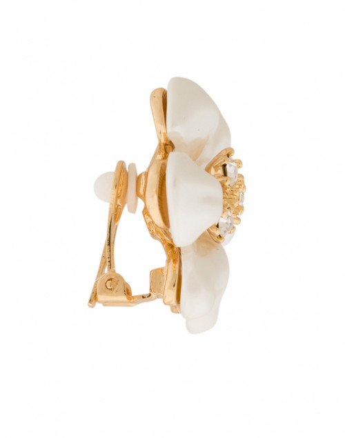 Back image - Kenneth Jay Lane - Gold and White Pearl Flower Clip-On Earrings