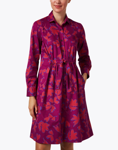 Front image - Rosso35 - Pink Floral Cotton Shirt Dress