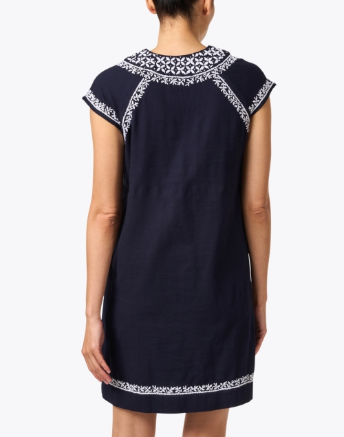 Back image - Roller Rabbit - Faith Navy Embroidered Cotton Dress