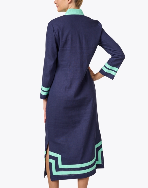 Back image - Sail to Sable - Navy Linen Tunic Dress
