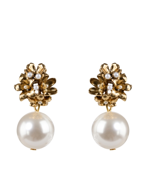 Product image - Oscar de la Renta - Flower Gold and Pearl Drop Earrings