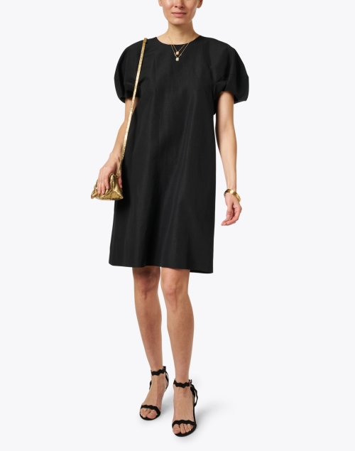 Black Silk Linen Dress