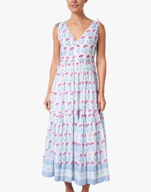 Front image - Oliphant - Poppy Blue Print Maxi Dress