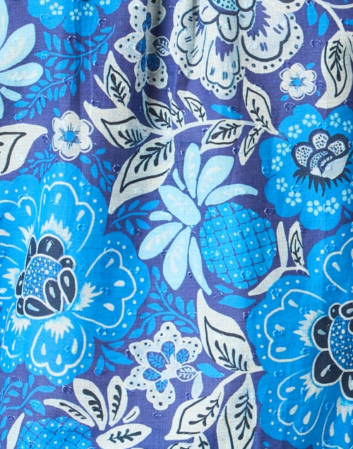 Fabric image - Farm Rio - Blue Floral Print Cotton Top