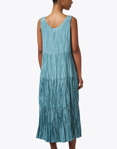 Back image - Eileen Fisher - Turquoise Crushed Silk Dress