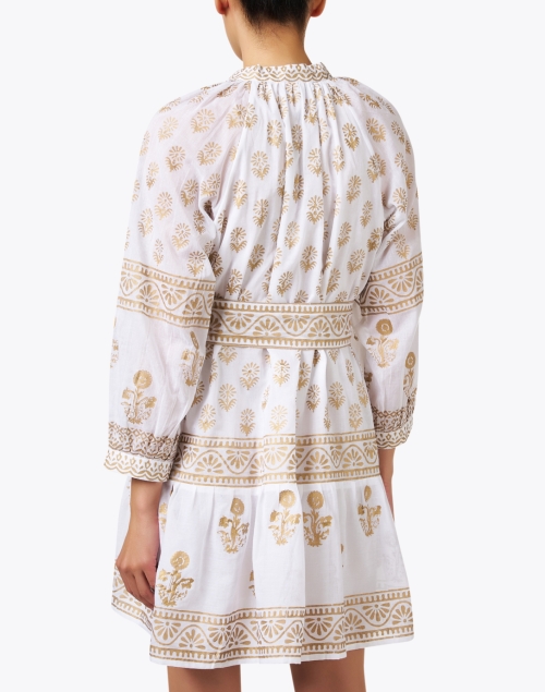 Back image - Bella Tu - Ophelia White and Gold Print Dress