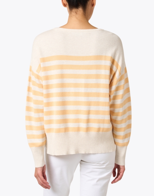 Back image - Repeat Cashmere - Beige and Orange Stripe Cashmere Sweater