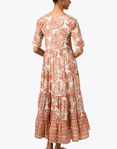 Back image - Ro's Garden - Peggy Orange Print Cotton Dress