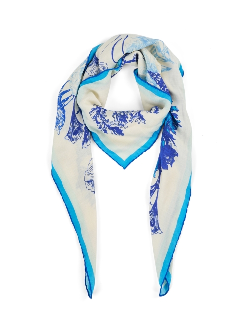 Product image - Rani Arabella - Blue Coral Print Wool Cashmere Silk Scarf