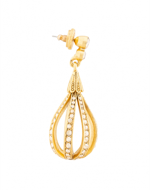 Oscar de la Renta - Gold Pale Encrusted Open Circle Drop Earrings 