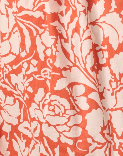 Fabric image - Pomegranate - Orange & White Print Ruffle Midi Dress