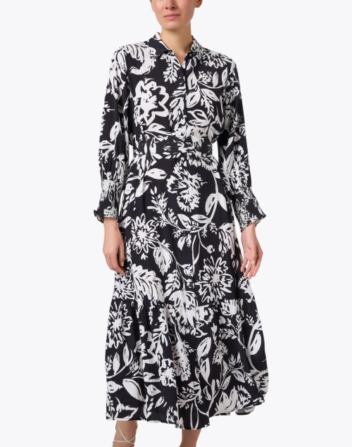 Front image - Figue - Indiana Black and White Floral Shirt Dress