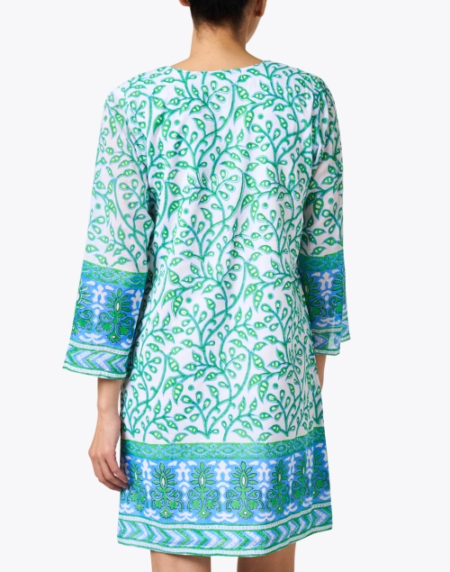 Back image - Bella Tu - Blue and Green Print Cotton Dress