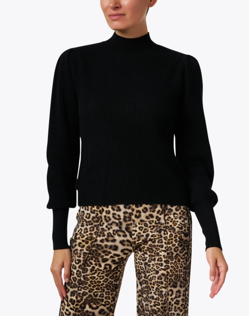 Front image - Allude - Black Cashmere Mock Neck Sweater