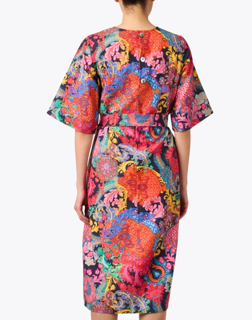 Back image - Megan Park - Carnival Multi Paisley Print Linen Dress