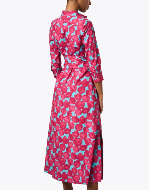 Back image - Rosso35 - Pink and Blue Print Poplin Shirt Dress
