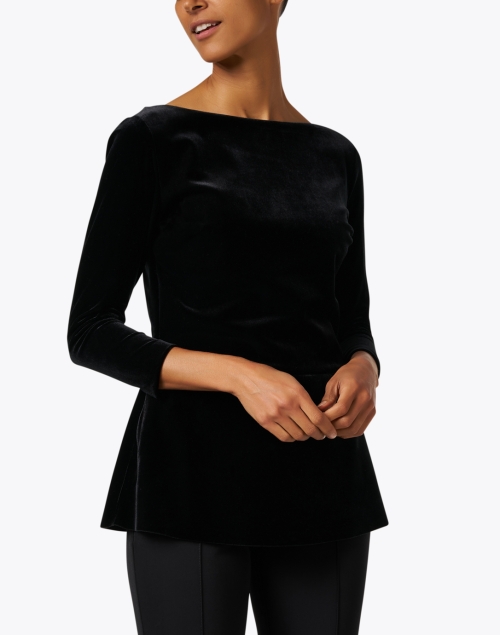 Front image - Chiara Boni La Petite Robe - Pieranna Black Velvet Peplum Top