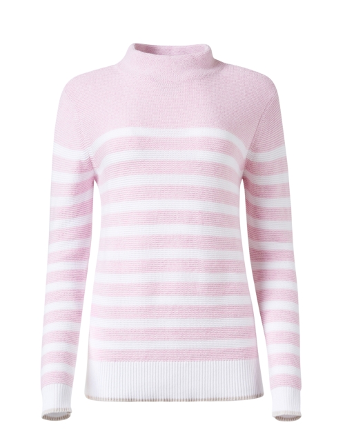 Product image - Kinross - Pink and White Stripe Garter Stitch Cotton Sweater