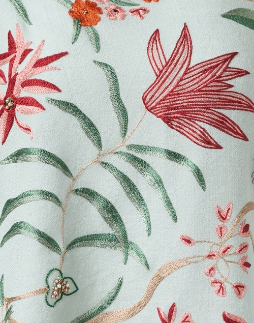 Fabric image - Janavi - Light Green Butterfly Embellished Wool Scarf