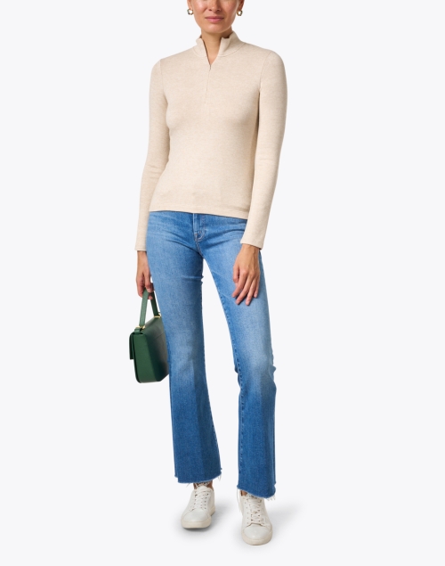 Beige Jersey Half Zip Top