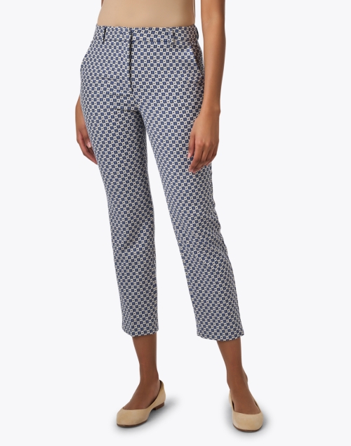 Front image - Weekend Max Mara - Odile Navy Print Trouser